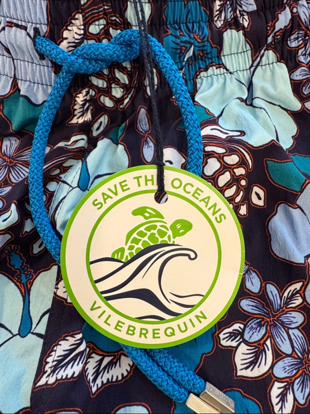 Vilebrequin Moorise Moorea Swim Trunks XL Blue Floral Turtle Print NWT - Picture 6 of 16